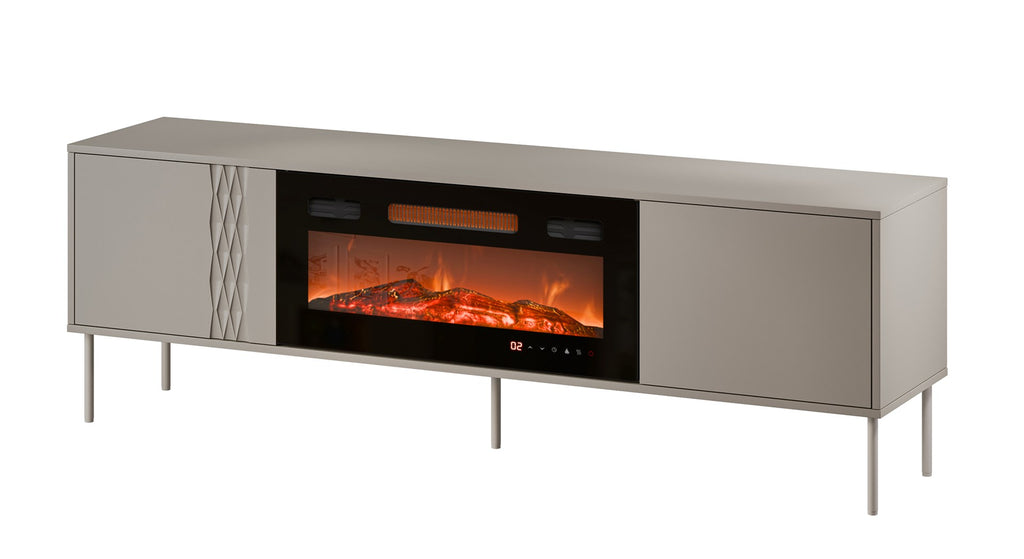 Cama MEBLE TV Cabinet with Electric Fireplace, 1800 mm Width, Cashmere Finish, Model TRESSE 400082+K
