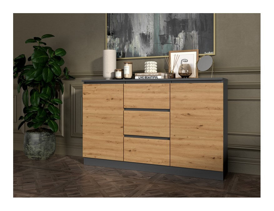 2D3S Chest of Drawers 120x30x75 cm Anthracite/Artisan 2D3S