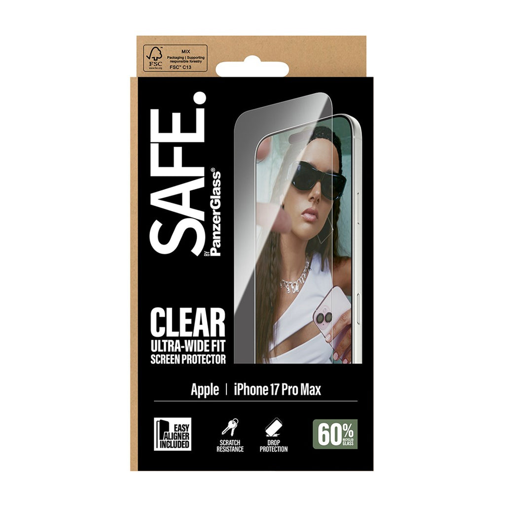 PanzerGlass SAFE. by ® Screen Protector iPhone 18 Pro Max | 17 Pro Max | Ultra-Wide Fit w. EasyAligner Clear screen protector Apple 1 pc(s)