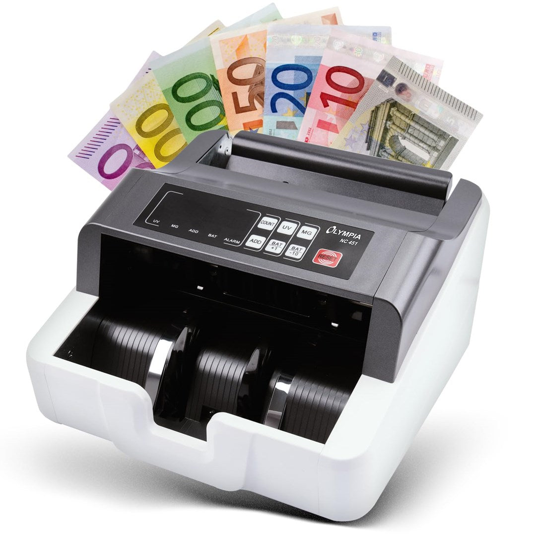 Olympia NC 451 Banknote Counting Machine Grey - UV & MG Sensors - 1,000 Notes/min - Model 947730886