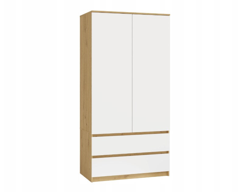 MALWA SS-90 Wardrobe 2 Doors 2 Drawers Artisan Oak/White