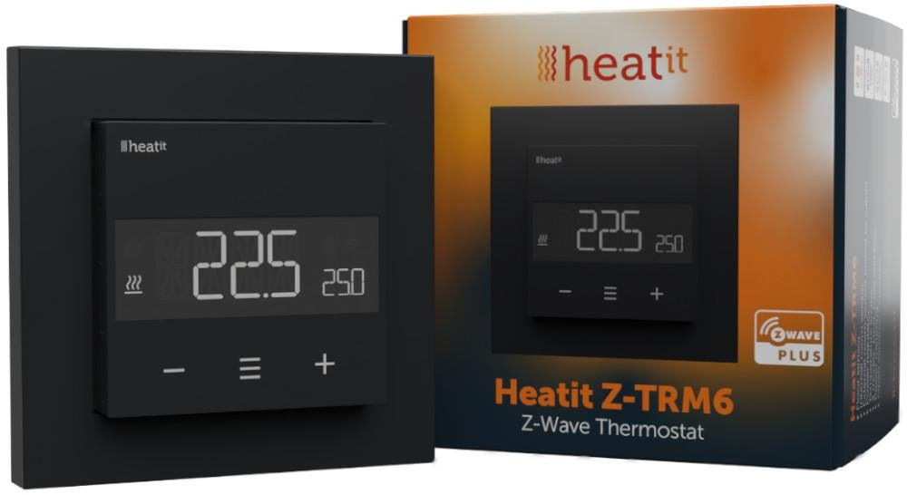 Heatit Z-TRM6 Thermostat 3600W 16A Black Matt Z-Wave