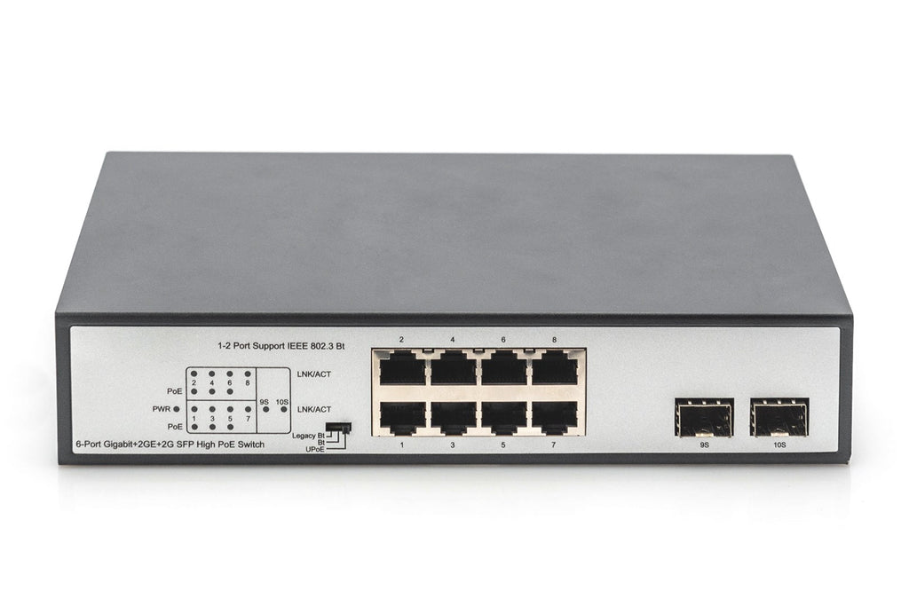 DIGITUS DN-95140 Unmanaged Switch - 6 x 10/100/1000 PoE++ + 2 x 10/100/1000 + 2 x SFP