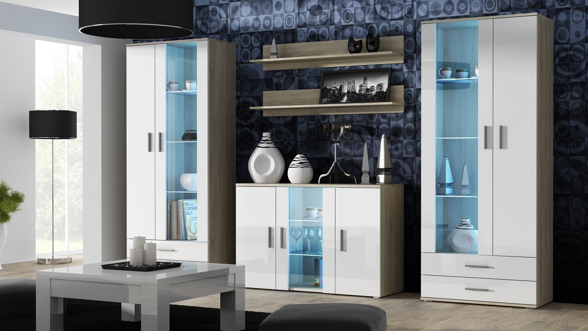 Cama sideboard 120 cm SOHO S7 sonoma oak/white gloss