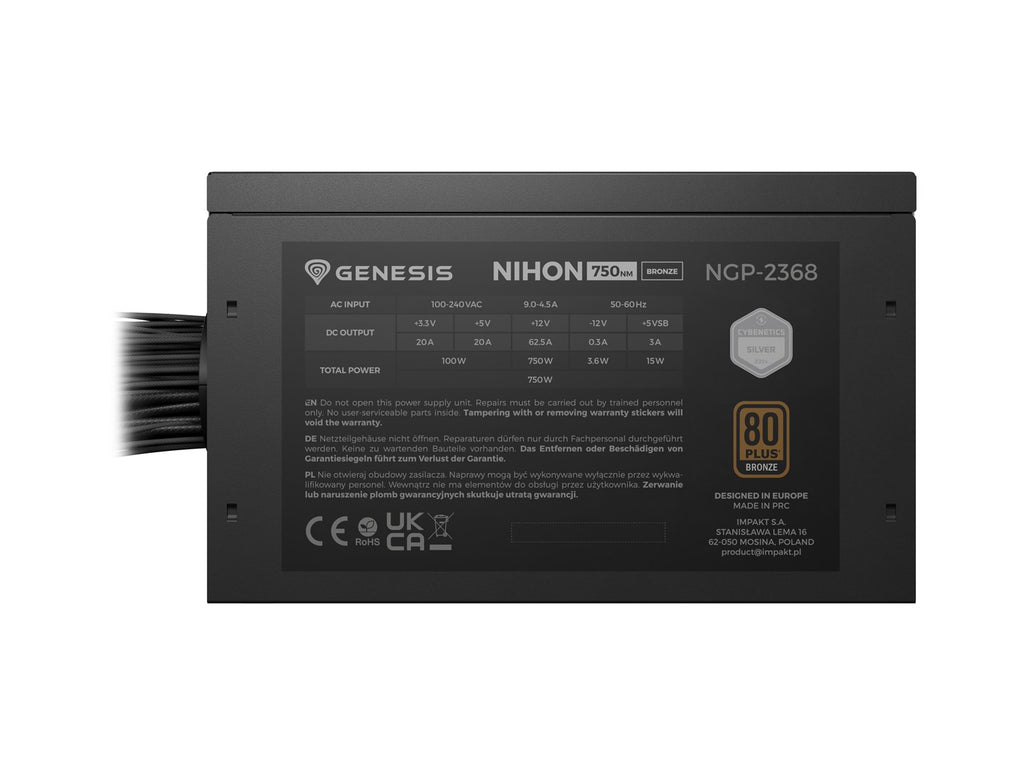 GENESIS Nihon 750NM power supply unit 750 W 20+4 pin ATX ATX Black