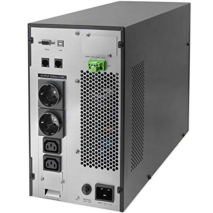 Qoltec Uninterruptible Power Supply (UPS) 3kVA 3000W Power Factor 1.0 LCD EPO USB Online