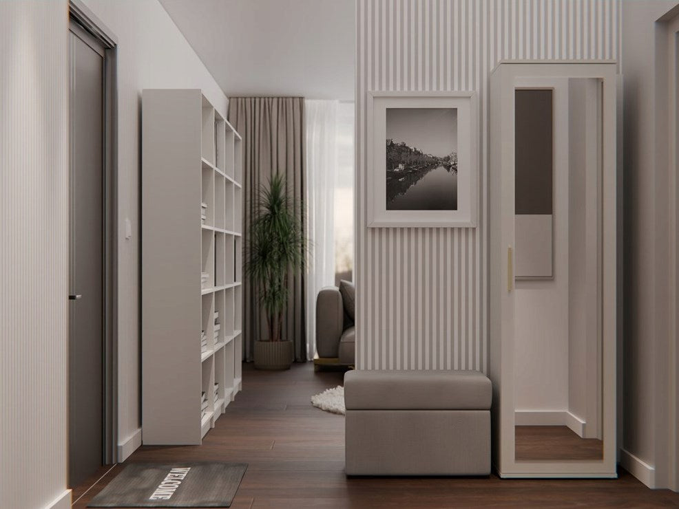 DUO Wardrobe with Mirror - Cashmere Color
