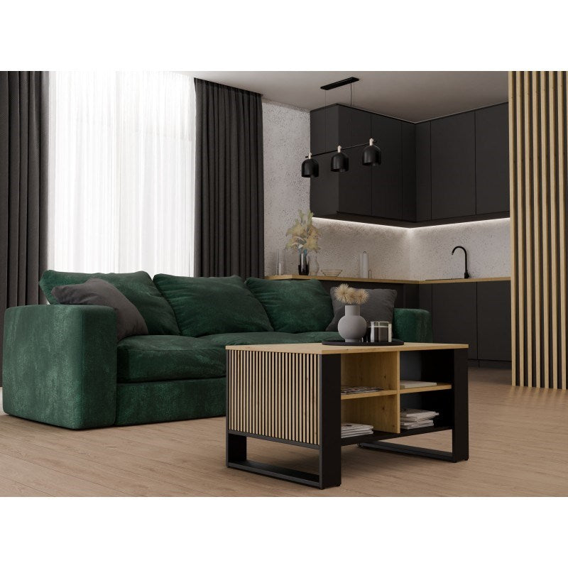 MODERN 4P SLIM ARTISAN COFFEE TABLE WITH BLACK LEGS