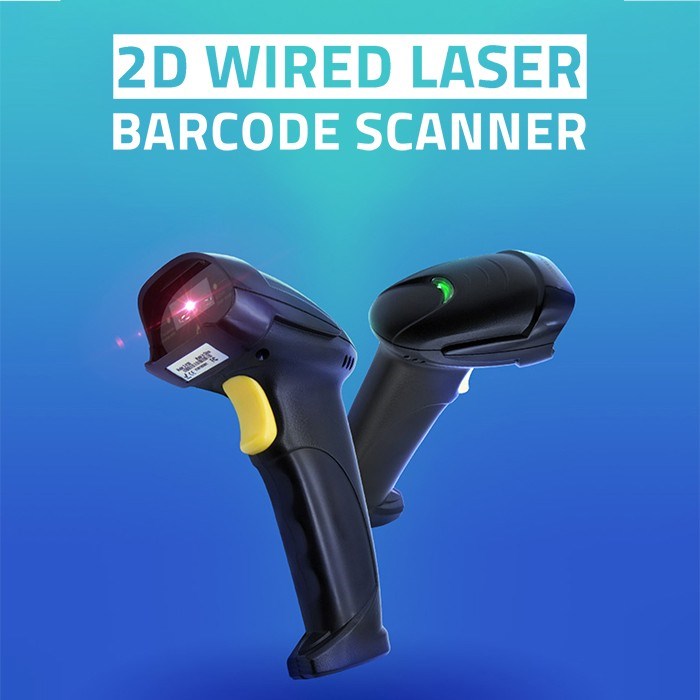 Qoltec 50853 Laser Barcode Scanner 1D 2D Black