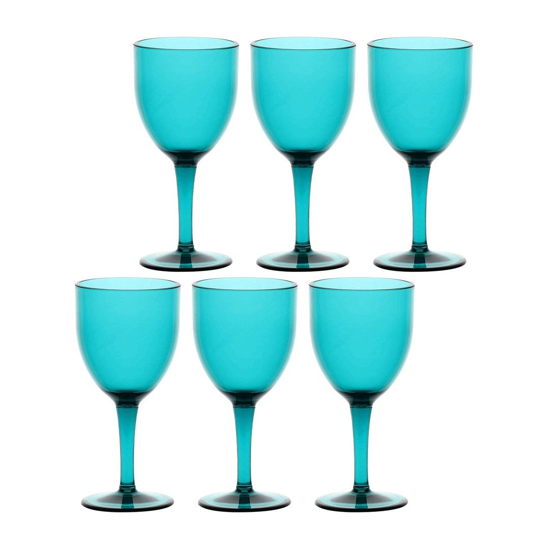 Rose&Tulipani Fiaba Set of 6 Acrylic Wine Glasses 400 ml Turquoise