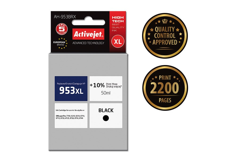 Activejet Ink Cartridge 50 ml Black Compatible with HP 953XL AH-953BRX
