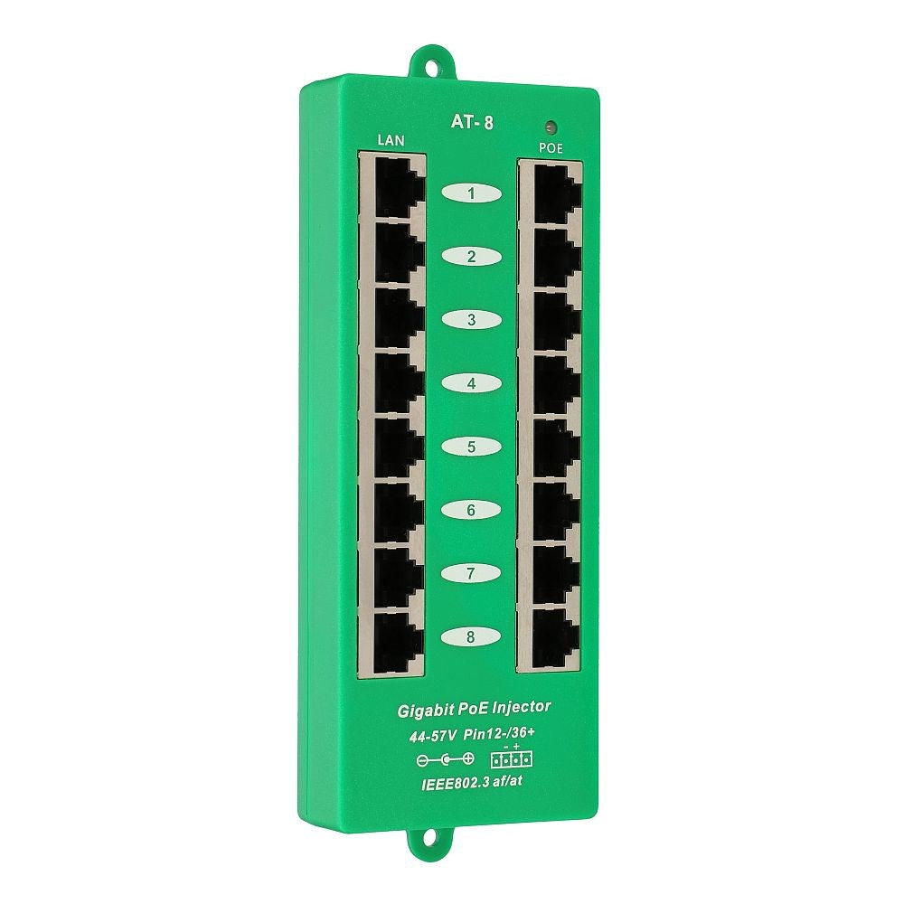 Extralink Gigabit PoE Injector 8 Port Active 802.3at/af