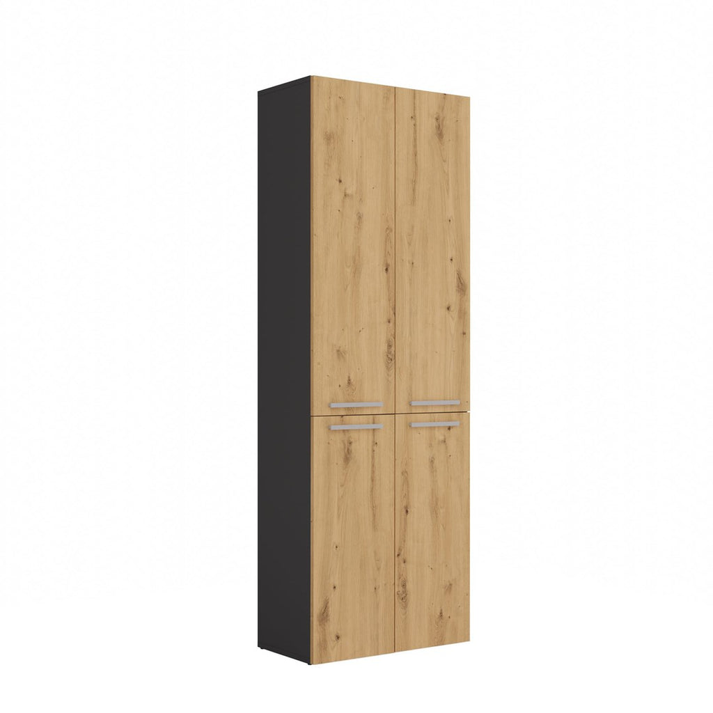 Topeshop NEL 1K DD ANT/ART KP bathroom storage cabinet Graphite  Oak