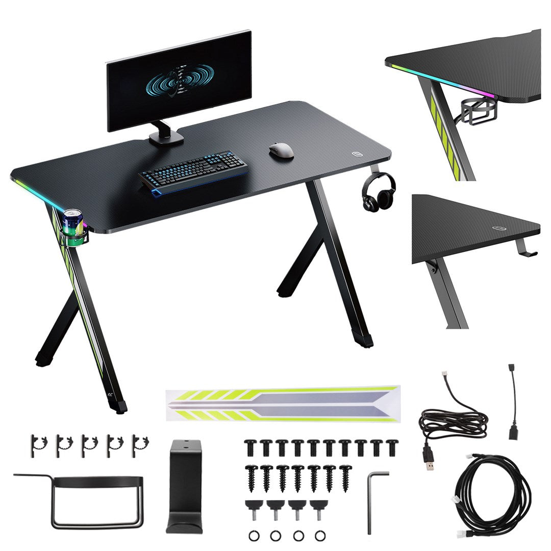nano RS Gaming Desk 385113 Black RGB Backlight 120x60x75 cm