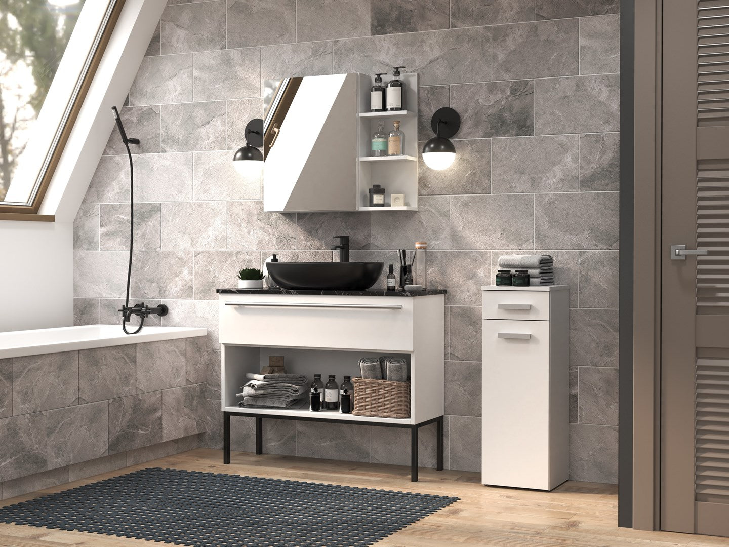 Topeshop NEL V DS BIEL bathroom storage cabinet White