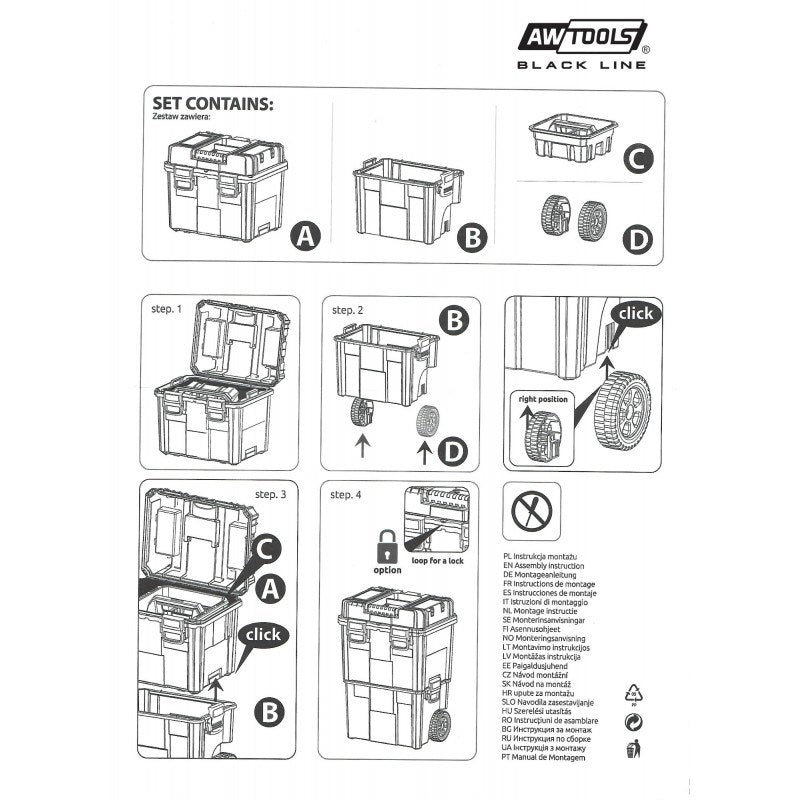 AWTOOLS Storage Box 5000 g 750x300x300mm Model AW30533BL