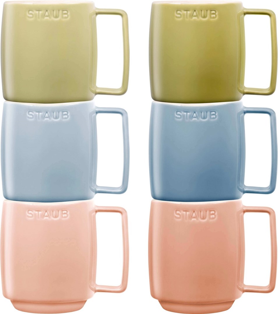 Set of 6 Ceramic Mugs Multicolor 350ml