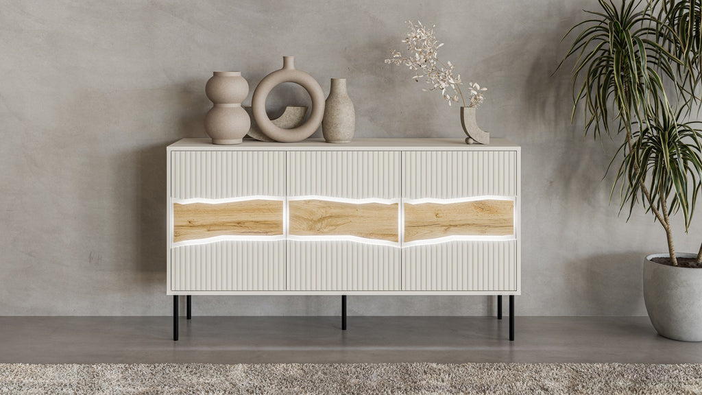Cama INSERTO 3D Chest of Drawers - 143.5x40x80 cm - Cashmere + LED