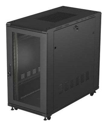 Lanberg Freestanding Rack Cabinet 22U Black FF01-6222-23B - 800 kg Capacity, Active Cooling, Key Lock