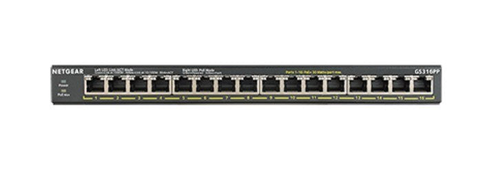 Netgear GS316PP - Unmanaged Gigabit Ethernet Switch - PoE - 10/100/1000 (GS316PP-100EUS)