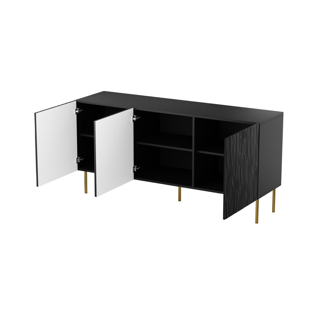 JUNGLE Chest 152x40.5x74.5 Matte Black + Golden Legs