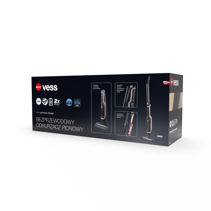 ELDOM Cordless Upright Vacuum Cleaner 130W 0.5 L Black OB90