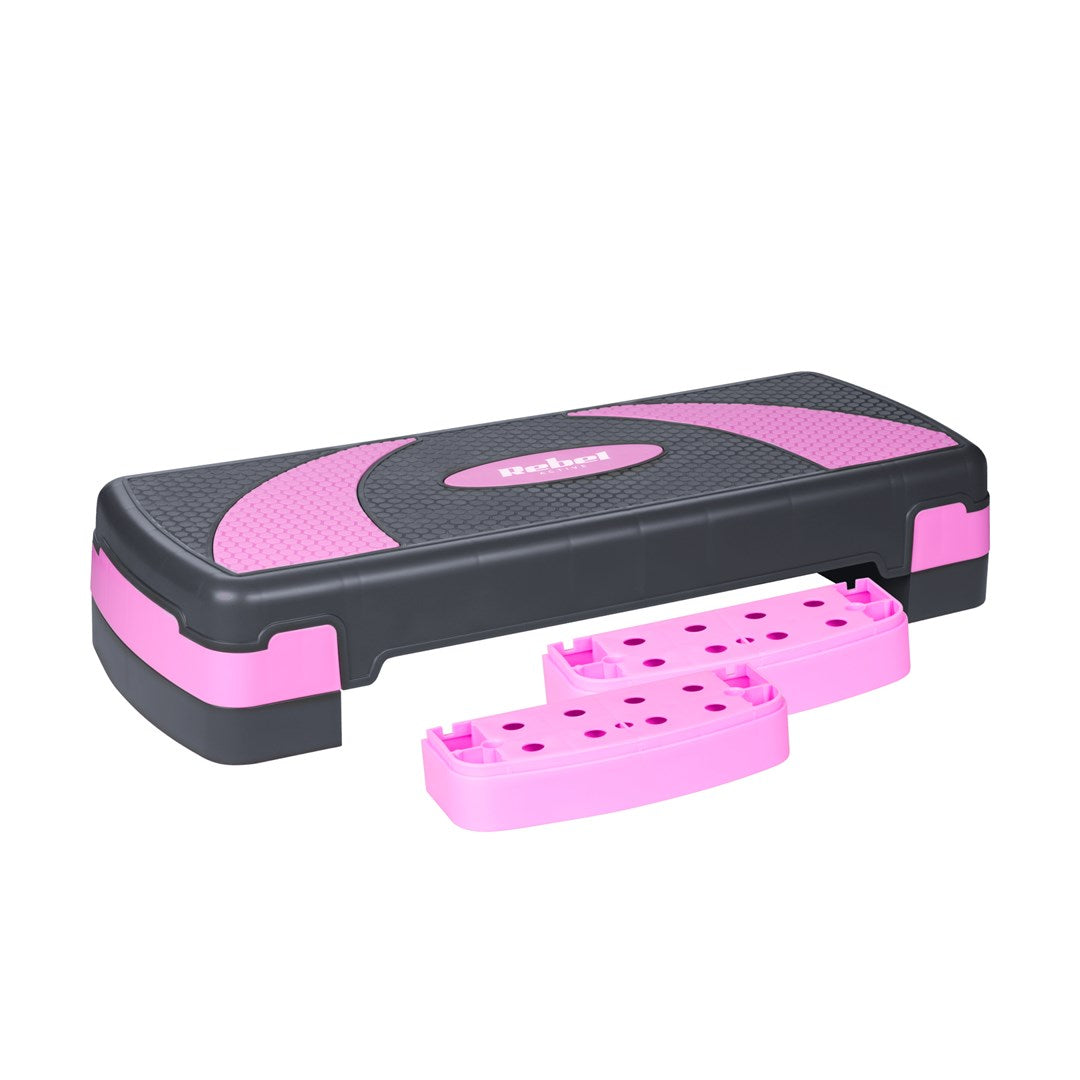 REBEL ACTIVE Step for Aerobics and Fitness Exercises 3 Levels Gray-Purple