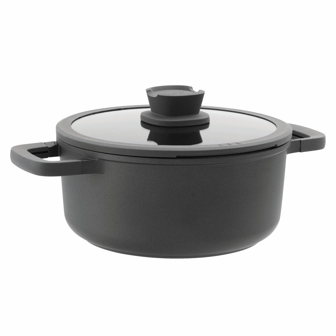 BergHOFF Leo Stone+ Cooking Pot 4.4 L Aluminum Non-Stick with Glass Lid Model 3950594