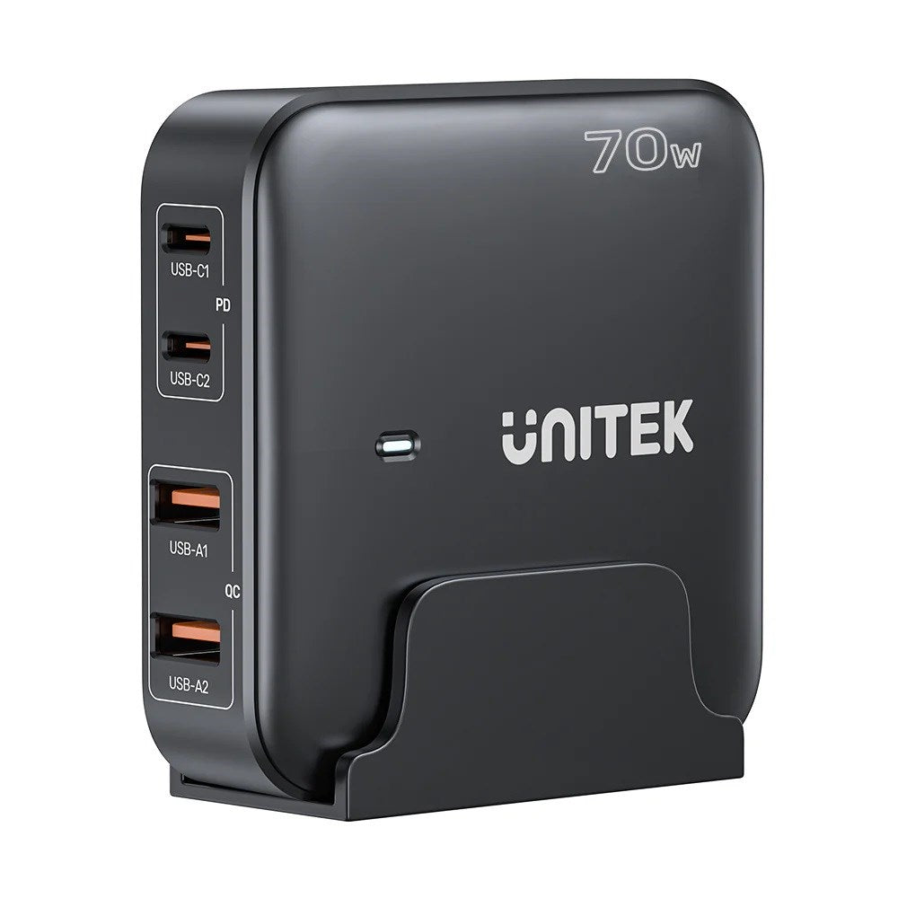 Unitek GaN Network Charger - P1228ABK01-EU | 70W 2x USB-C 2x USB-A