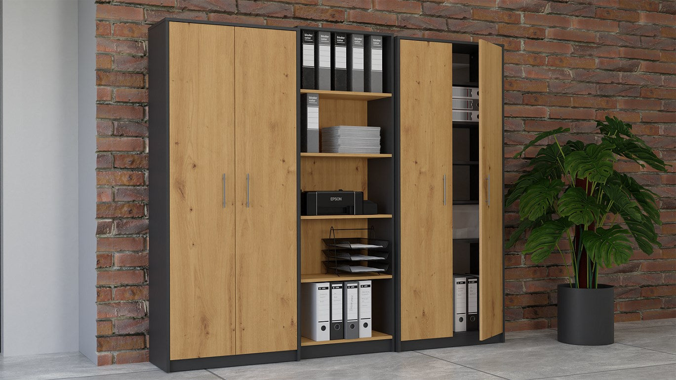 Topeshop OLIV 2D Office Bookcase Anthracite/Artisan Oak