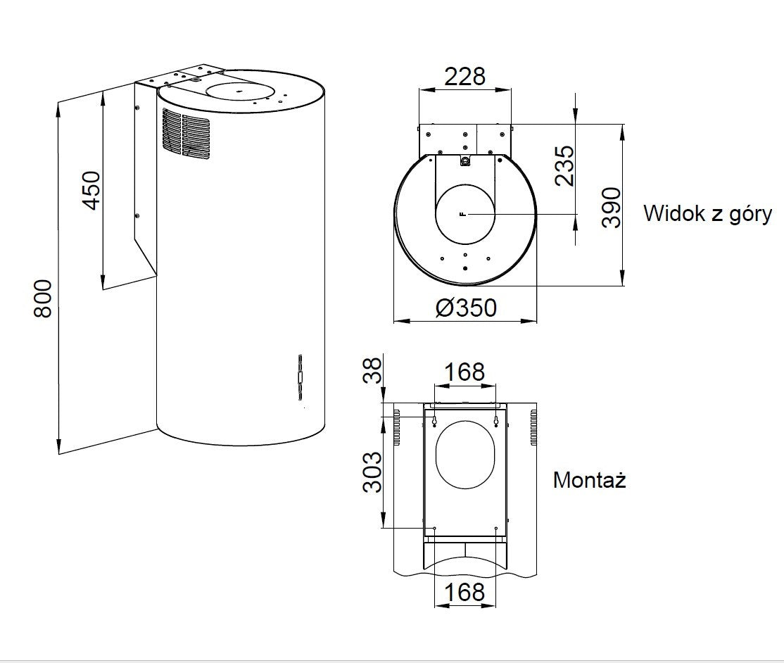 Wall-mounted hood MAAN Elba 2 W835 Gold gloss