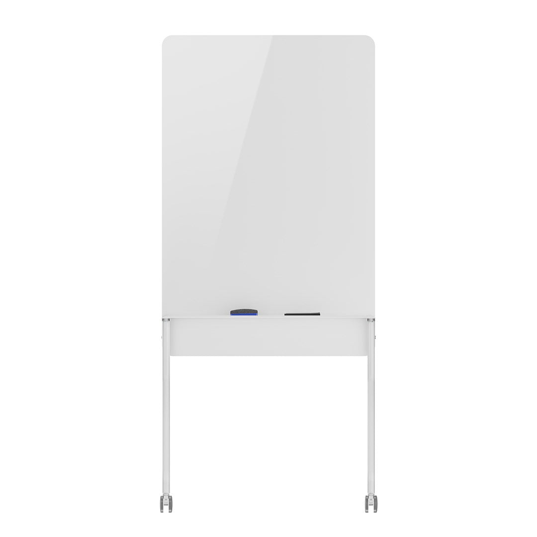 Ergo Office mobile dry erase board  vertical orientation  white  single sided  with shelf  board dimensions 1190x790mm  ER-305