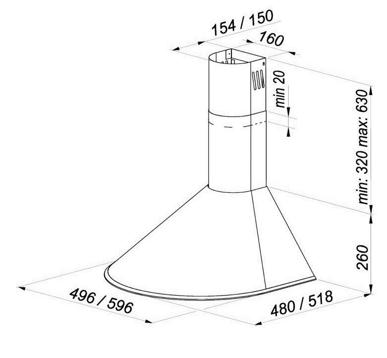 Wall-mounted canopy MAAN Mix 3 60 310 m3/h  White