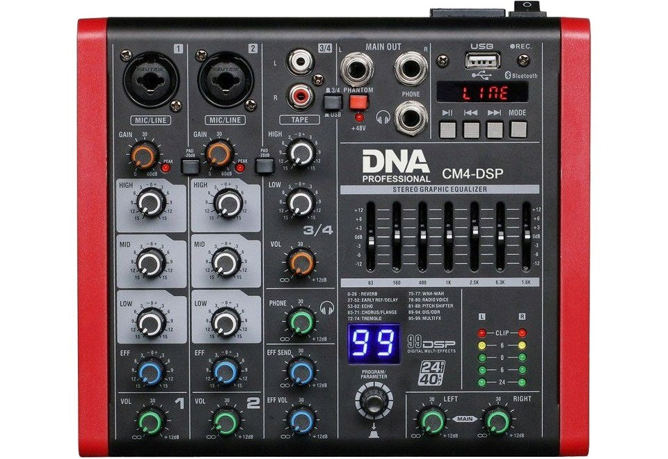 DNA CM4-DSP - 4-Channel USB Audio Mixer with MP3 Player and Bluetooth
