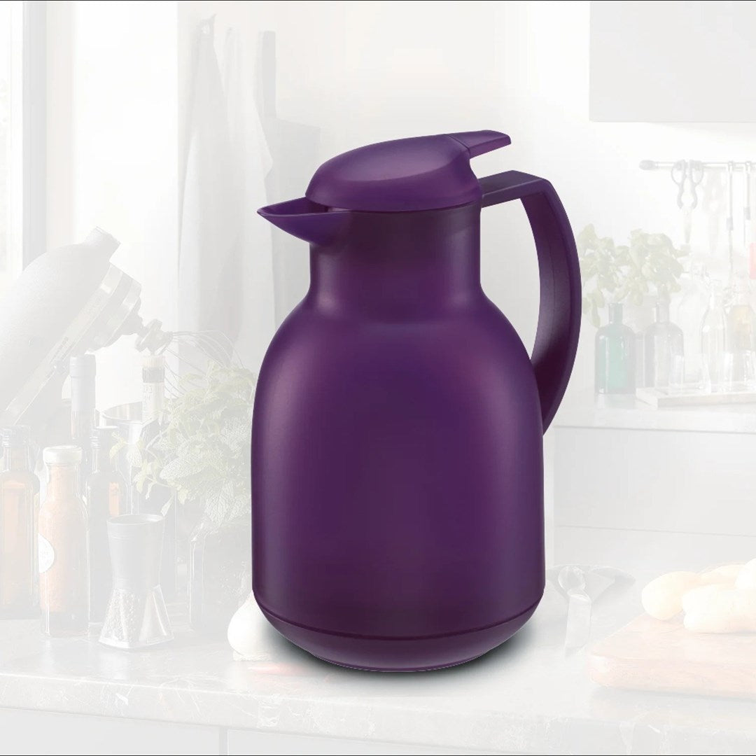 Leifheit 028344 Thermos Jug 1 L Purple - Keeps Drinks Hot for 20 Hours