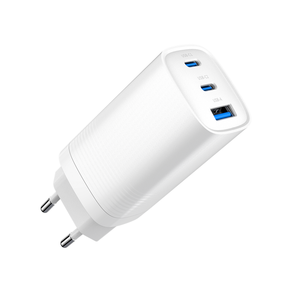 Gembird TA-UC-PDQC65-01-W 3-Port 65W GaN USB Power Delivery Fast Charger White
