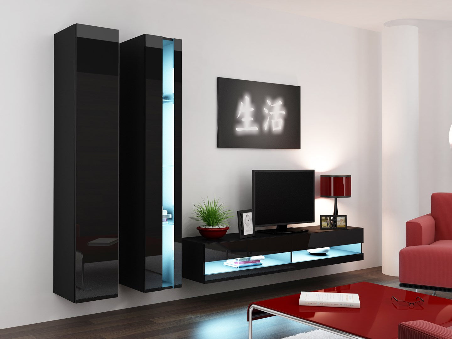 Cama VIGO NEW TV Stand 30/140/40 Black/Black Gloss
