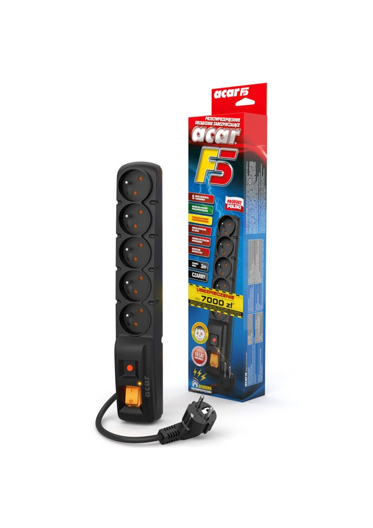 ACAR F5 Black 5 AC outlet(s) 230 V 3 m