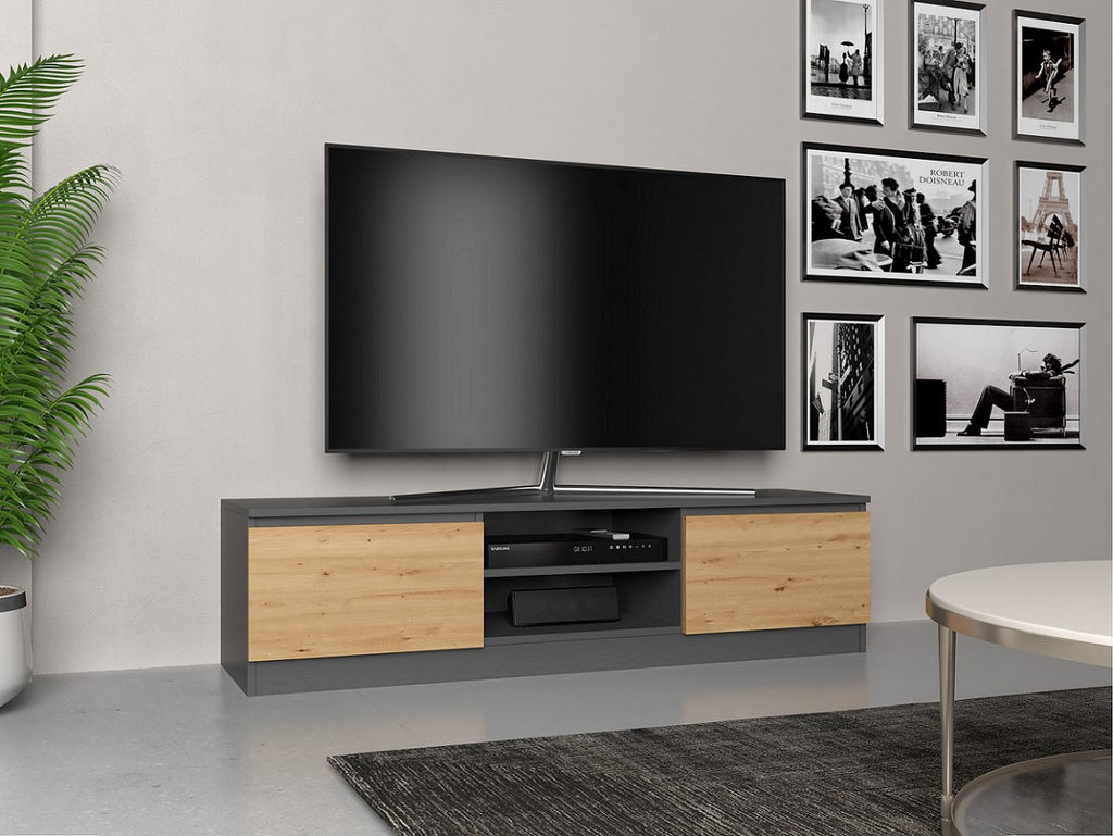 Topeshop RTV 140 Antr/Artis TV Stand with 2 Shelves - 140 cm