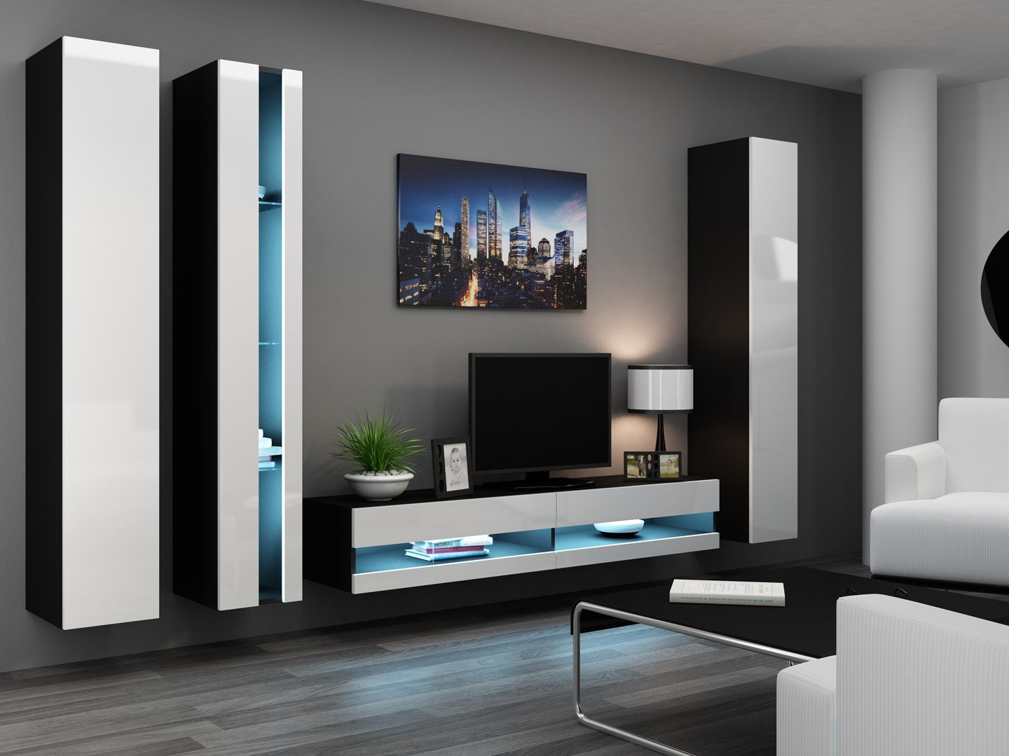 Cama VIGO NEW TV Stand 30/140/40 Black/White Gloss