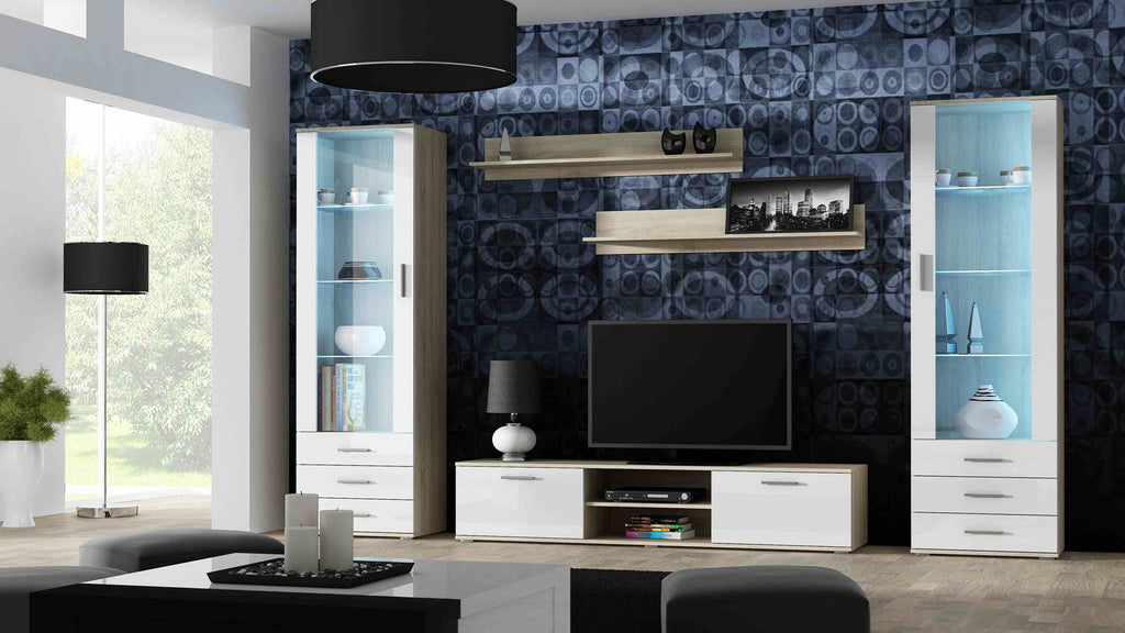 Cama Display Cabinet SOHO S1 Sonoma Oak/White Gloss