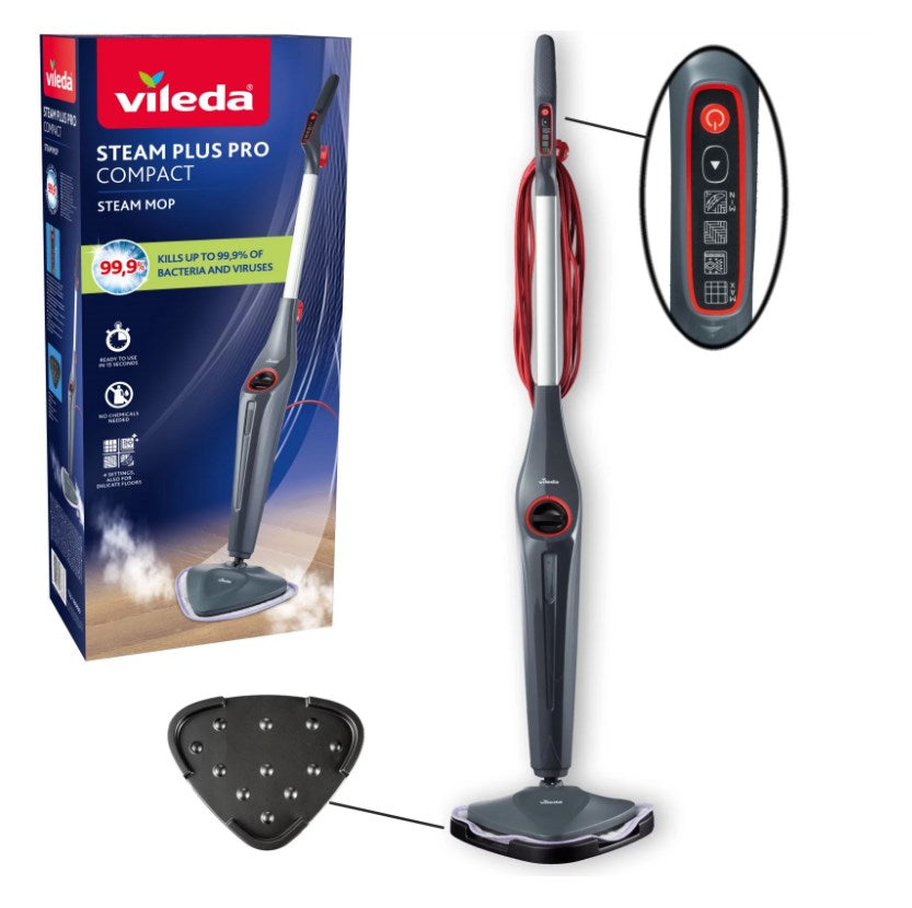 VILEDA Steam Plus Pro Steam Mop, 1550W, 0.4 L Capacity, 34000 g