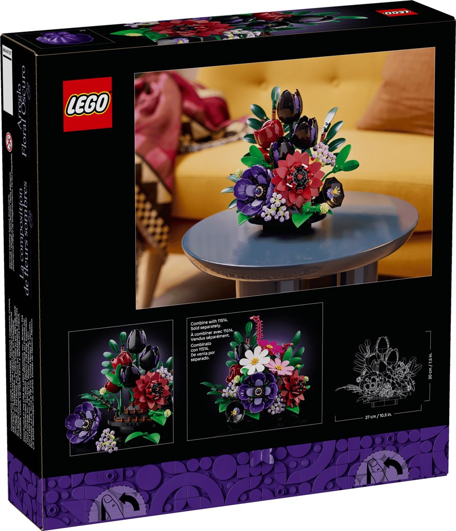 LEGO BOTANICALS Dark Flower Arrangement Building Blocks 562 Pieces Ages 18+ Model 11513