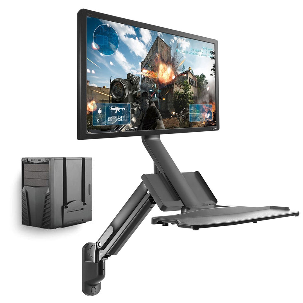 Maclean MC-838 Gas Spring Workstation/Wall Mount for Monitor, Keyboard and PC