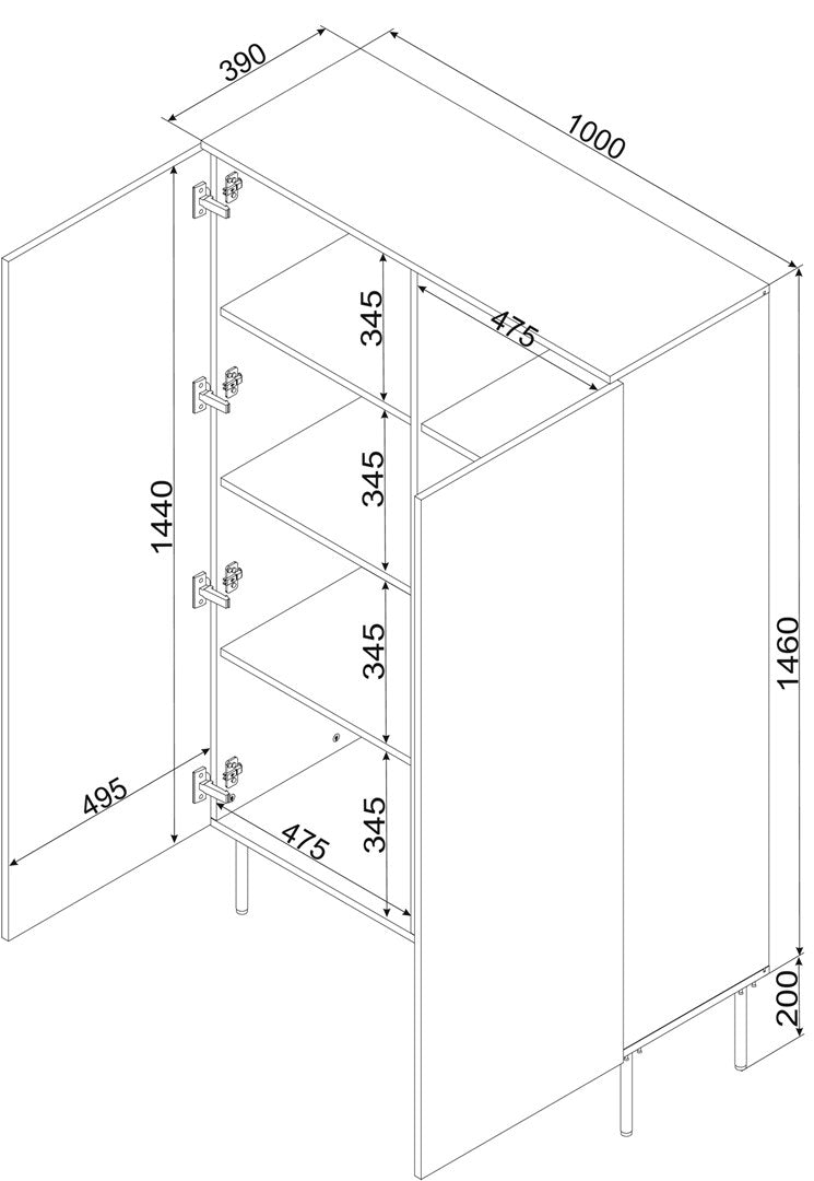 Cama Display Case PALAZZO BIS 100x39x166 Matte Black