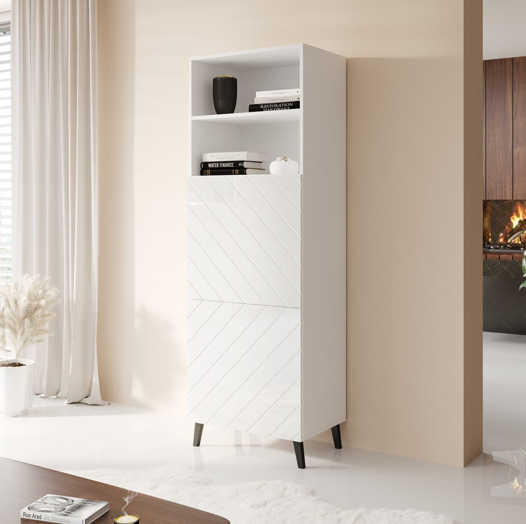 Cabinet ABETO 60x40x176.5 cm White/Gloss White