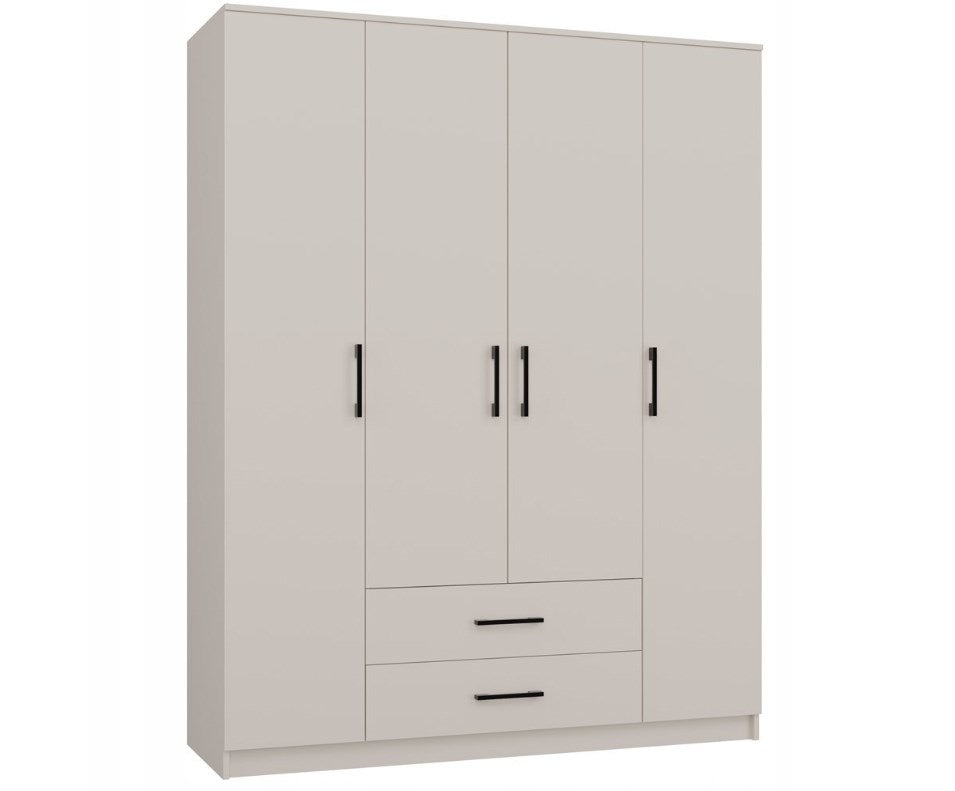 TOP E SHOP Wardrobe with 4 Doors and 2 Drawers, Cashmere, M-MP-SZ-RON-160X205-KASZ