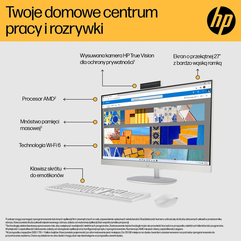 Hewlett-Packard All-in-One PC AMD Ryzen™ 7 7730U 16GB DDR4 512GB SSD 27" 1920 x 1080 9L736EA