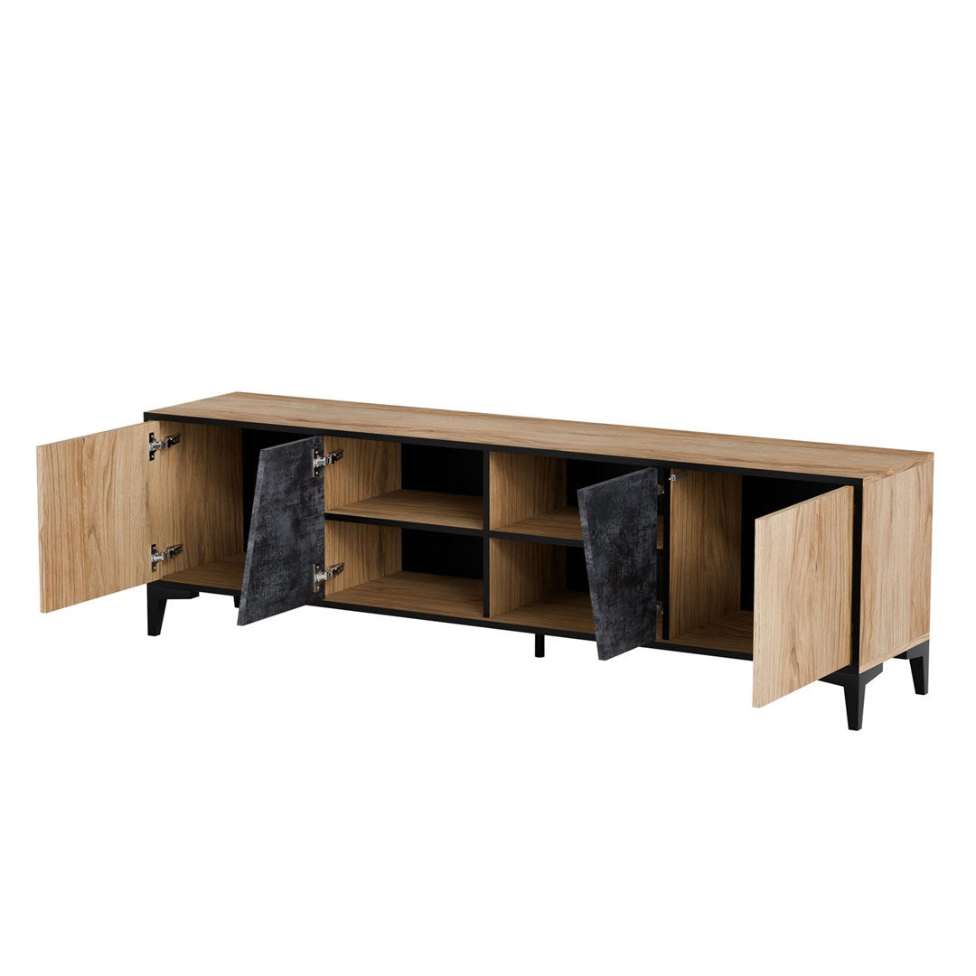 OVO 4D RTV Cabinet 180x38xH53 Oak/Concrete