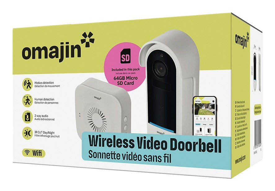 OMAJIN OVD-01-EU Wireless Video Doorbell White Black